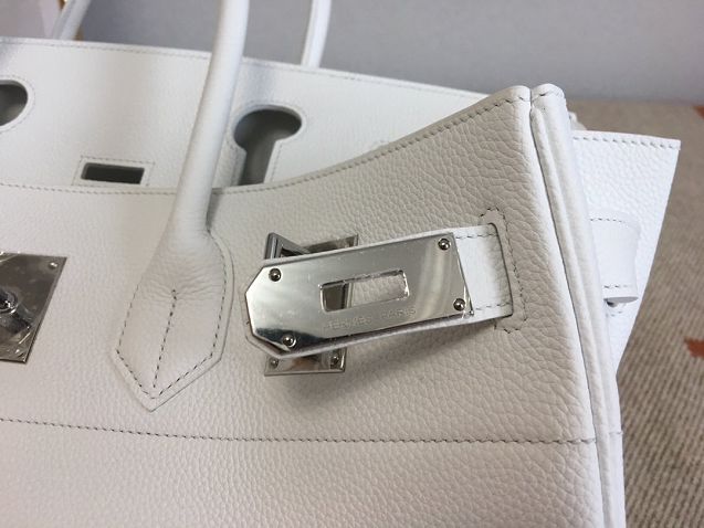 Hermes handmade original calfskin birkin 42 shoulder bag BK0058 white