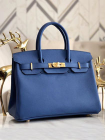 Hermes original epsom leather birkin 35 bag H35-3 agate blue