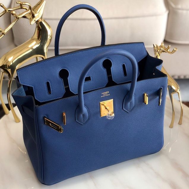 Hermes original epsom leather birkin 35 bag H35-3 agate blue