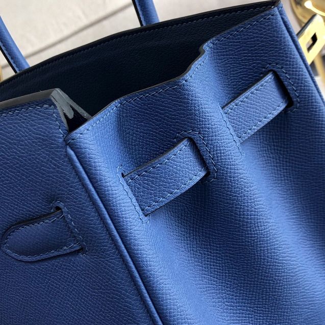 Hermes original epsom leather birkin 30 bag H30-3 agate blue