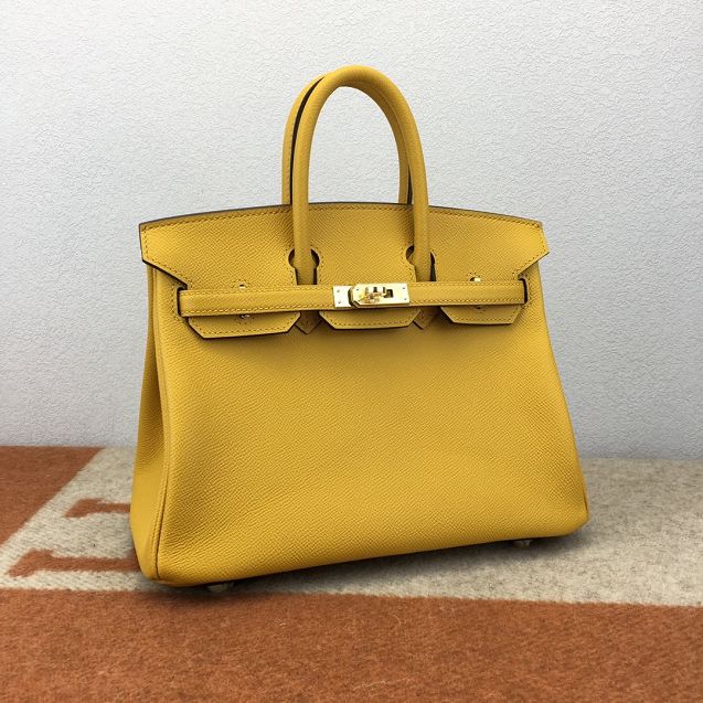 Hermes original epsom leather birkin 25 bag H25-3 amber