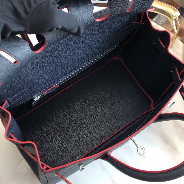 Hermes original epsom leather birkin 25 bag H25-3 black&red