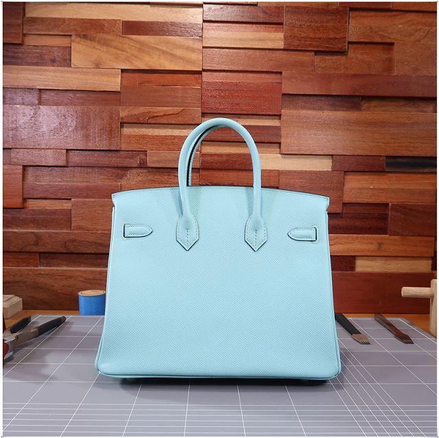 Hermes original epsom leather birkin 35 bag H35-3 blue atoll