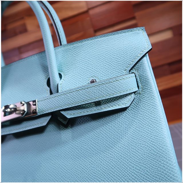 Hermes original epsom leather birkin 35 bag H35-3 blue atoll