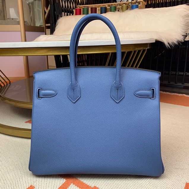 Hermes original epsom leather birkin 25 bag H25-3 blue brighton