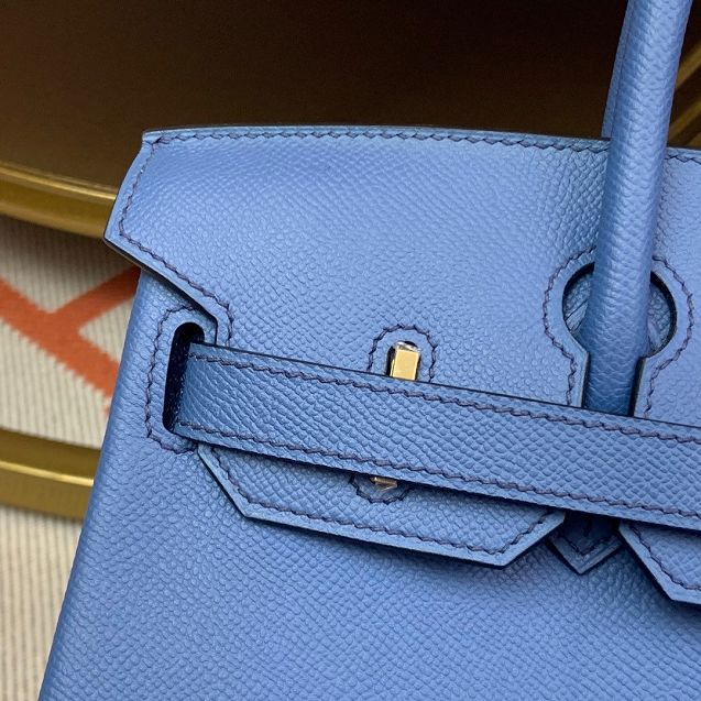 Hermes original epsom leather birkin 35 bag H35-3 blue brighton