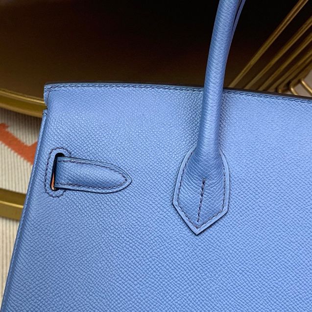 Hermes original epsom leather birkin 30 bag H30-3 blue brighton