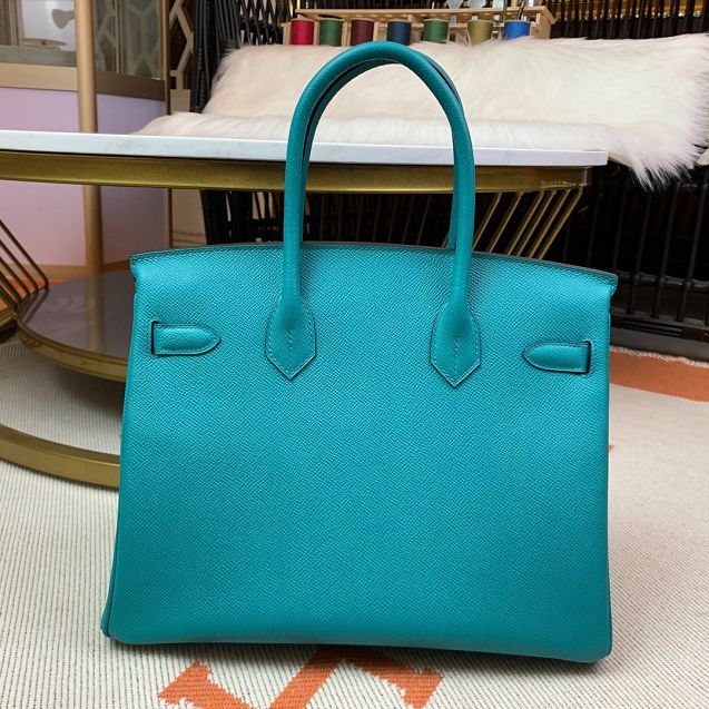 Hermes original epsom leather birkin 30 bag H30-3 blue paon