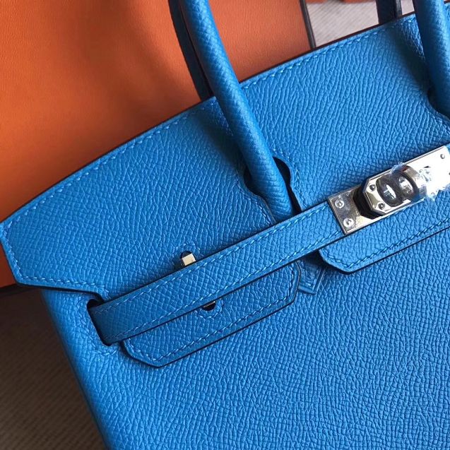 Hermes original epsom leather birkin 35 bag H35-3 blue zanzibar