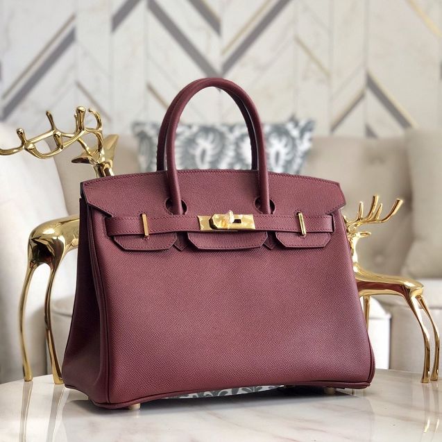 Hermes original epsom leather birkin 35 bag H35-3 bordeaux	