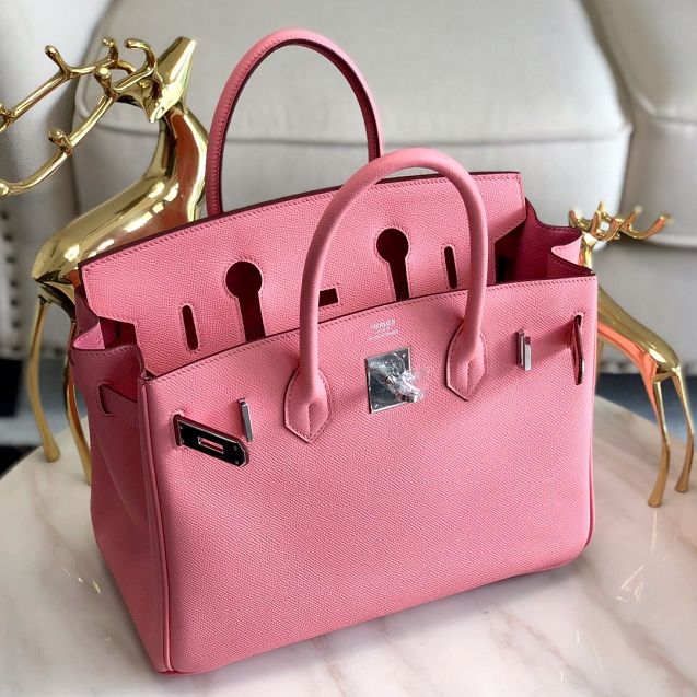 Hermes original epsom leather birkin 25 bag H25-3 cherry pink