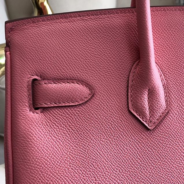 Hermes original epsom leather birkin 25 bag H25-3 cherry pink