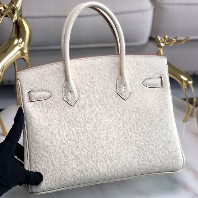Hermes original epsom leather birkin 25 bag H25-3 craie white