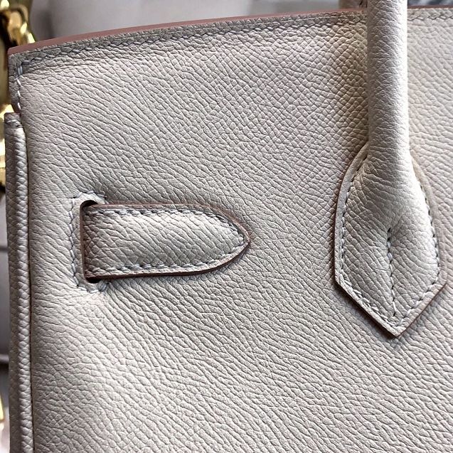 Hermes original epsom leather birkin 25 bag H25-3 craie white