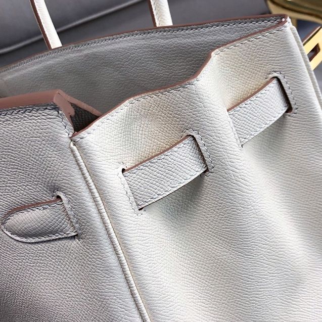 Hermes original epsom leather birkin 25 bag H25-3 craie white