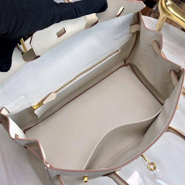 Hermes original epsom leather birkin 25 bag H25-3 craie white