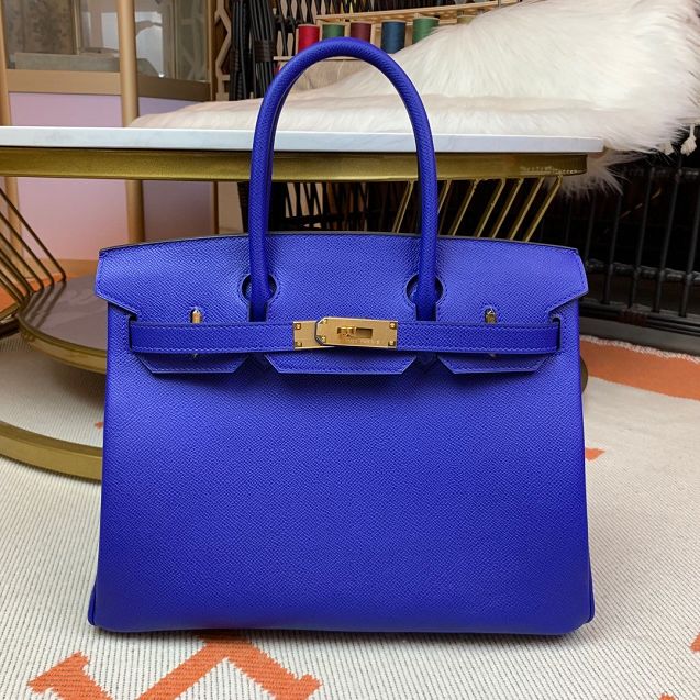 Hermes original epsom leather birkin 30 bag H30-3 electric blue