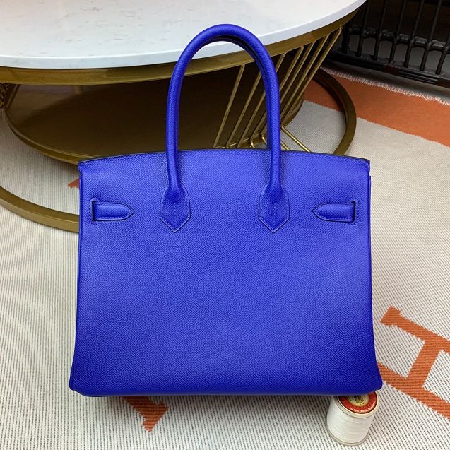 Hermes original epsom leather birkin 30 bag H30-3 electric blue