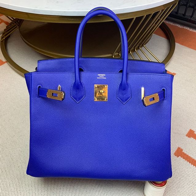 Hermes original epsom leather birkin 35 bag H35-3 electric blue