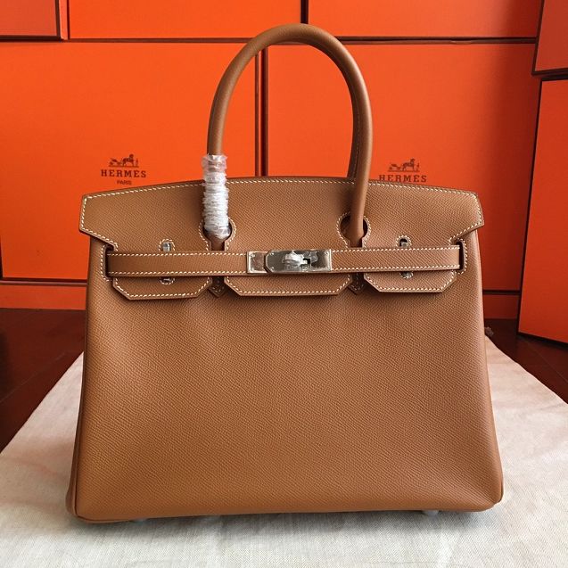 Hermes original epsom leather birkin 35 bag H35-3 gold brown