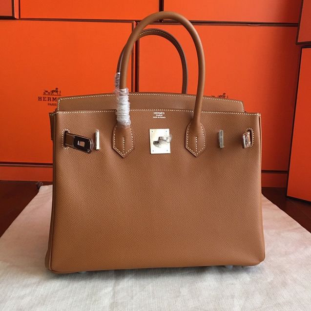 Hermes original epsom leather birkin 30 bag H30-3 gold brown