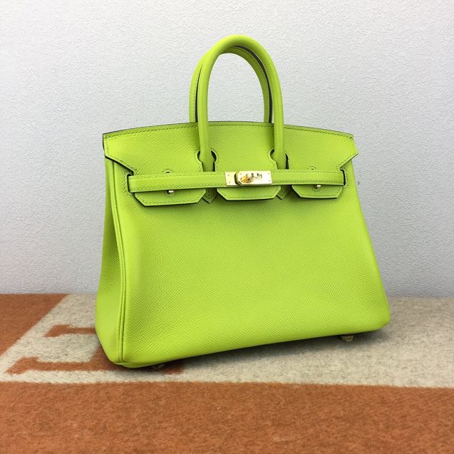 Hermes original epsom leather birkin 25 bag H25-3 kiwf green