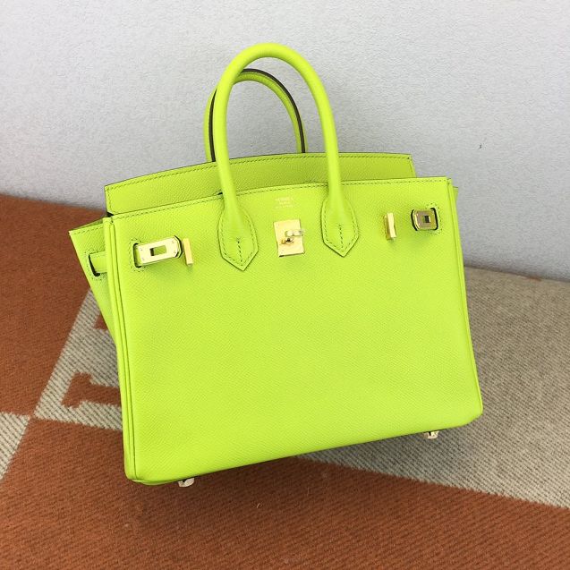 Hermes original epsom leather birkin 25 bag H25-3 kiwf green