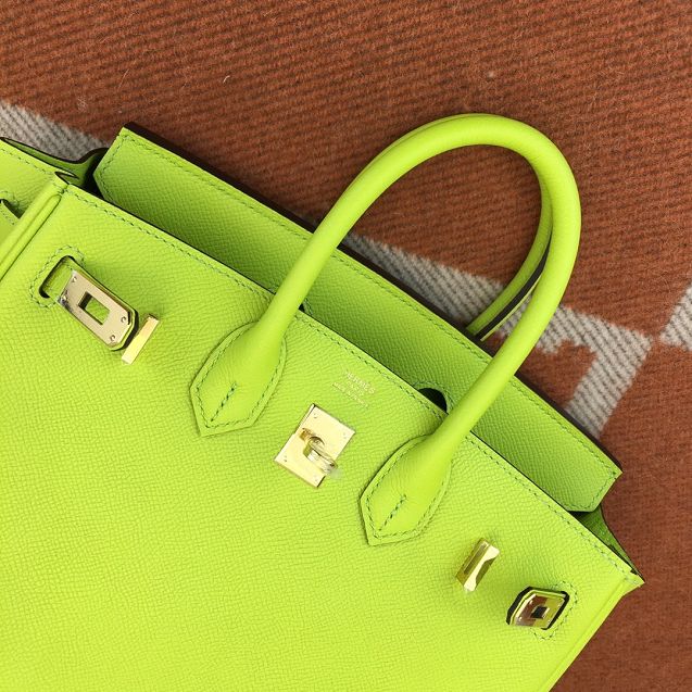 Hermes original epsom leather birkin 25 bag H25-3 kiwf green