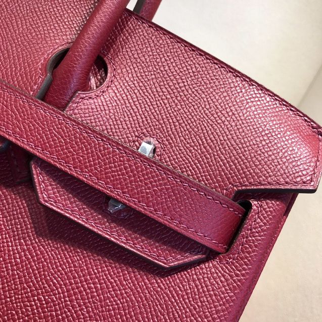 Hermes original epsom leather birkin 30 bag H30-3 rouge grenat