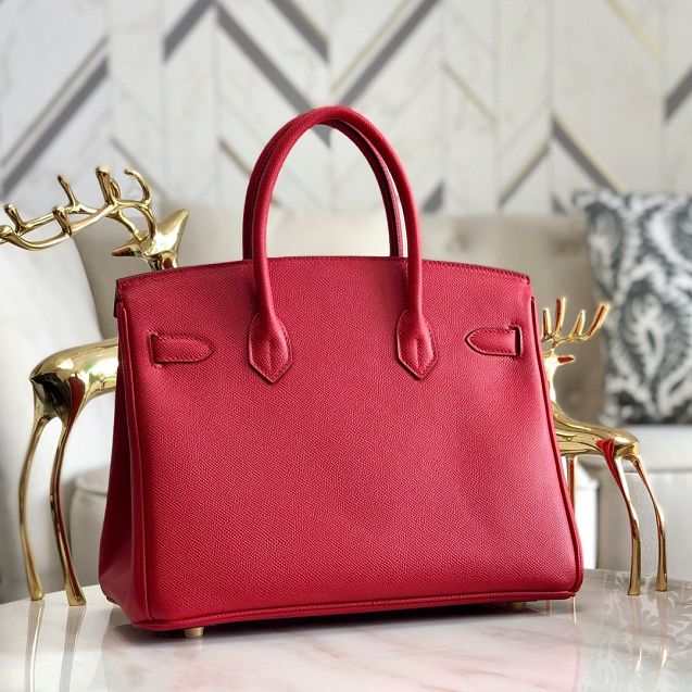 Hermes original epsom leather birkin 30 bag H30-3 rouge tomate