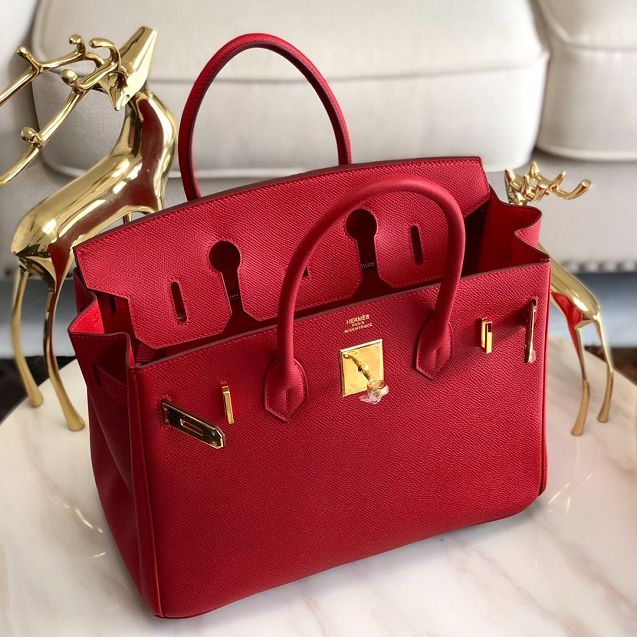 Hermes original epsom leather birkin 30 bag H30-3 rouge tomate