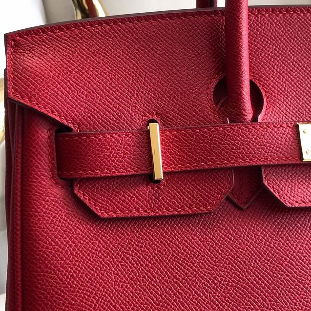 Hermes original epsom leather birkin 25 bag H25-3 rouge tomate