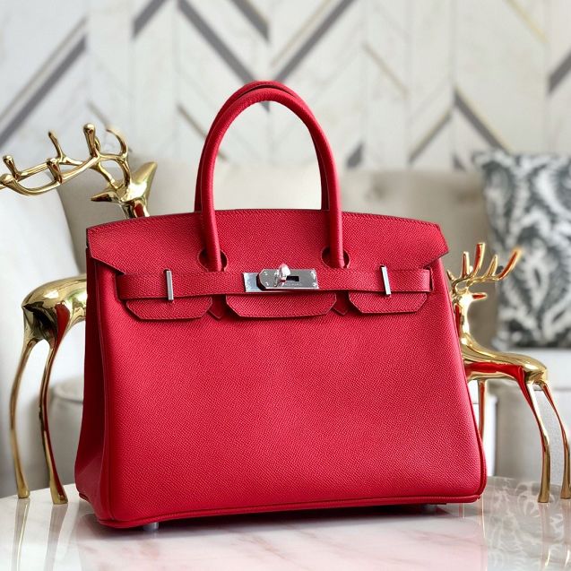 Hermes original epsom leather birkin 30 bag H30-3 rouge tomate