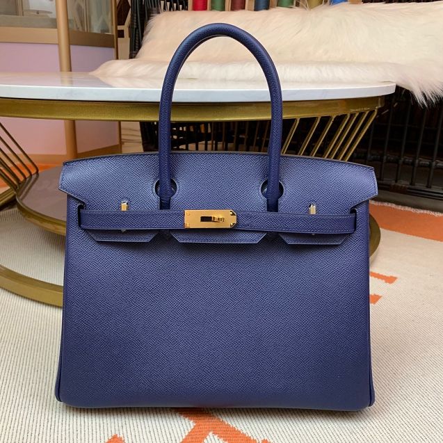 Hermes original epsom leather birkin 30 bag H30-3 royal blue