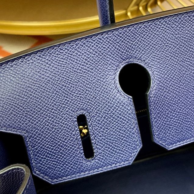 Hermes original epsom leather birkin 30 bag H30-3 royal blue