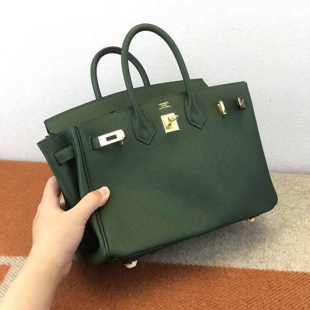 Hermes original epsom leather birkin 25 bag H25-3 vert anglais