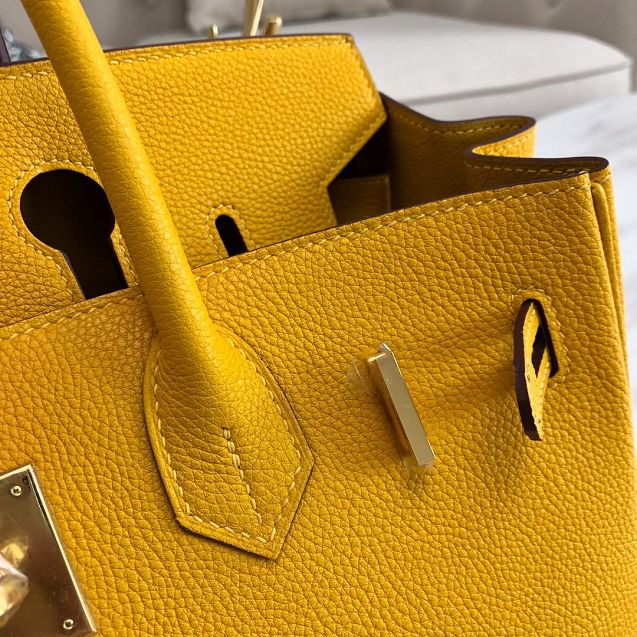 Hermes original togo leather birkin 25 bag H25-1 amber