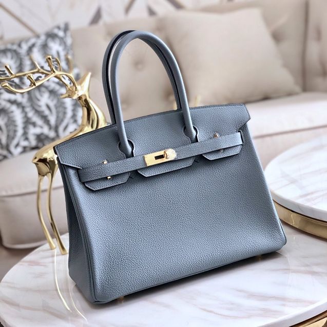 Hermes original togo leather birkin 35 bag H35-1 blue lin 