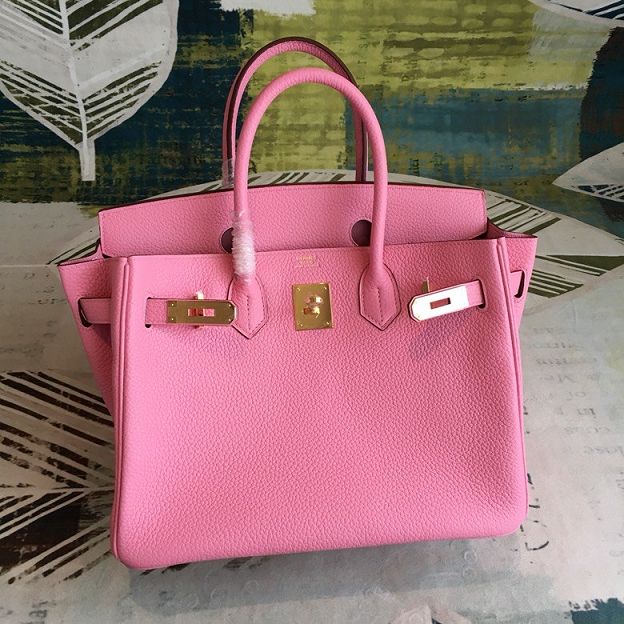 Hermes original togo leather birkin 25 bag H25-1 cherry pink