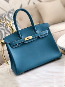 Hermes original togo leather birkin 35 bag H35-1 denim blue