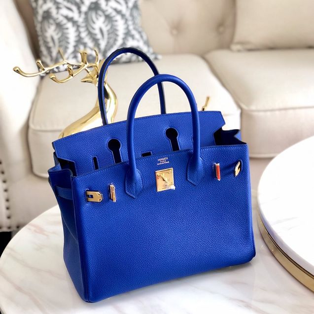 Hermes original togo leather birkin 30 bag H30-1 electric blue