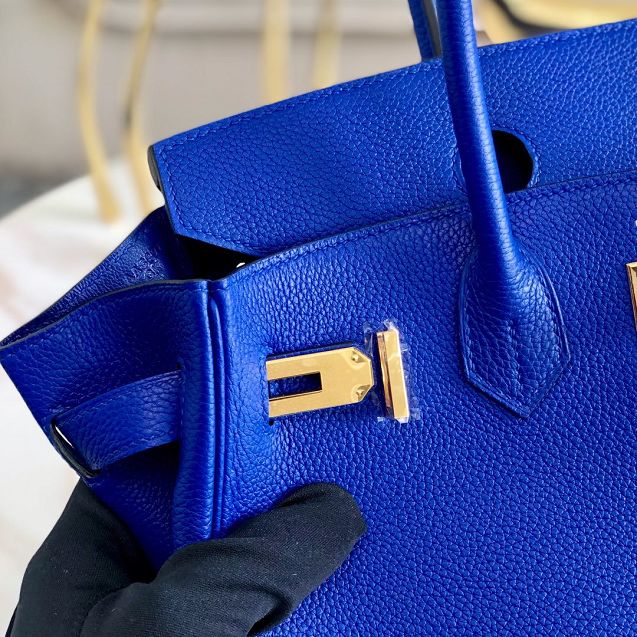 Hermes original togo leather birkin 25 bag H25-1 electric blue