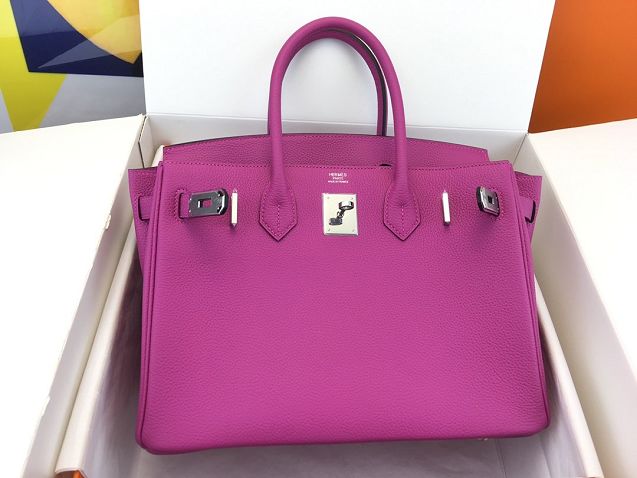 Hermes original togo leather birkin 25 bag H25-1 rose magnolia