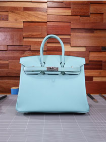 Hermes original epsom leather birkin 30 bag H30-3 blue atoll