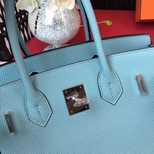 Hermes original togo leather birkin 35 bag H35-1 blue atoll