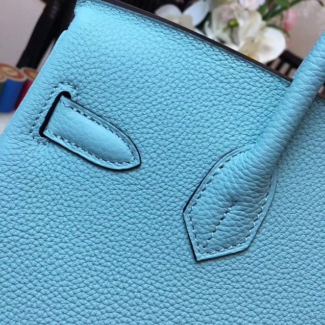 Hermes original togo leather birkin 30 bag H30-1 blue atoll