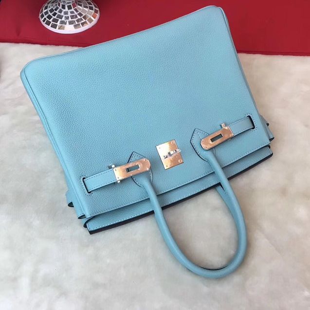 Hermes original togo leather birkin 35 bag H35-1 blue atoll