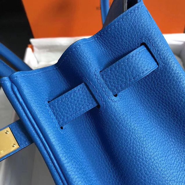 Hermes original togo leather birkin 30 bag H30-1 blue hydra