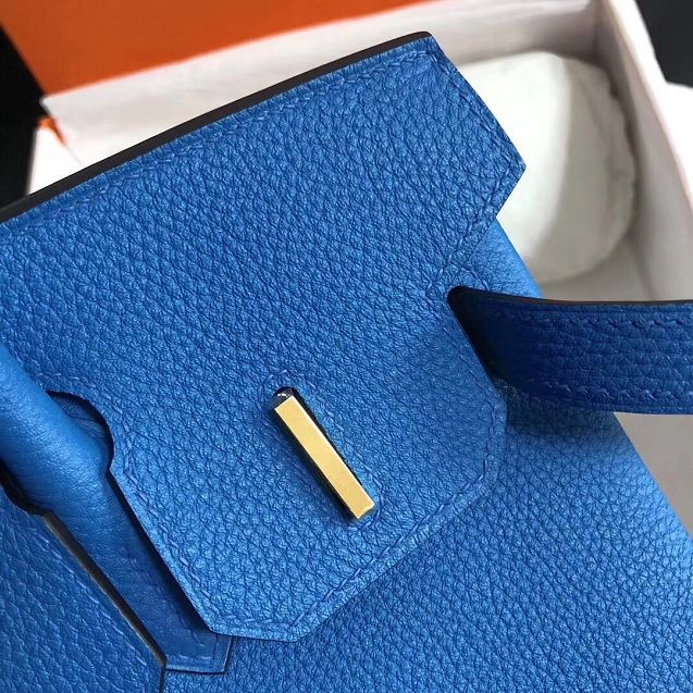 Hermes original togo leather birkin 25 bag H25-1 blue hydra