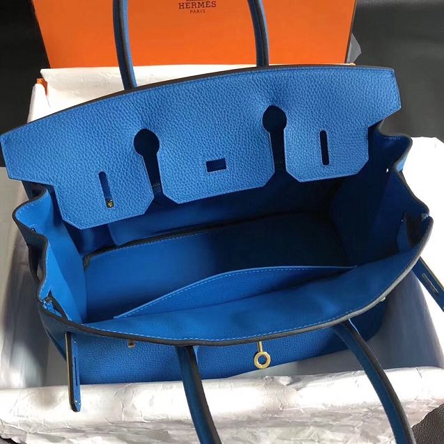 Hermes original togo leather birkin 35 bag H35-1 blue hydra